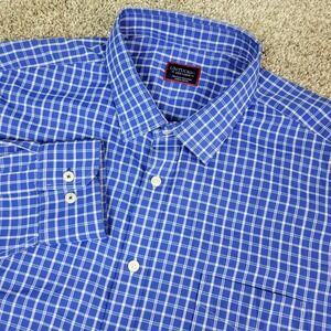Untuckit Mens 3XL Blue White Plaid Check Performance Stretch Button Up LS